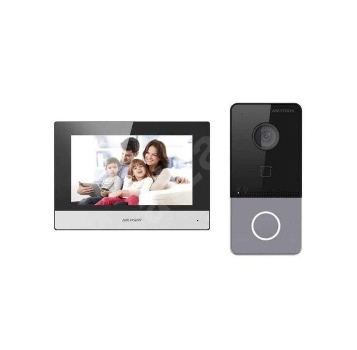 Hikvision Kit Visiophone IP – Interphone Vidéo avec Écran Intérieur et Platine Extérieure Connectée – Image 1