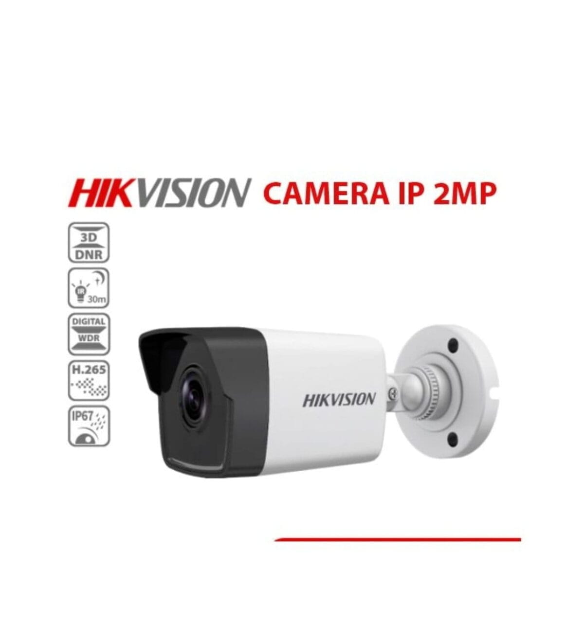 Hikvision DS-2CD1023G0E-I – Caméra de Surveillance IP Bullet 2 MP Full HD 1080P – Étanche avec PoE – Image 1