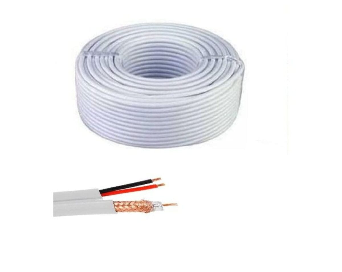 Câble Coaxial 100M pour Caméra de Surveillance – Duo Vidéo + Alimentation 12V (Roll 100m) – Image 1