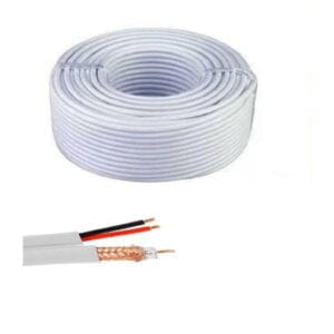 Câble Coaxial 100M pour Caméra de Surveillance – Duo Vidéo + Alimentation 12V (Roll 100m)