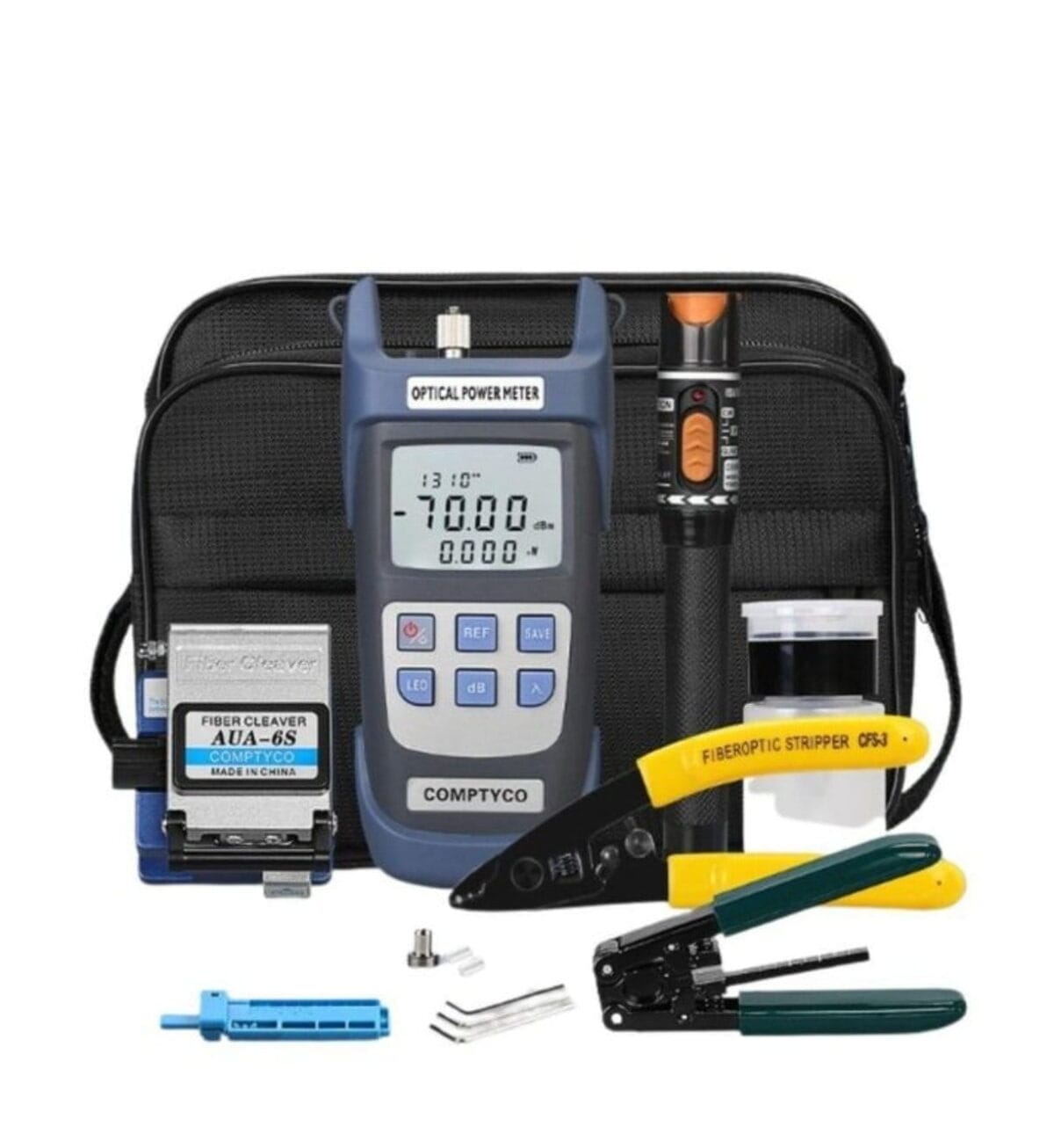 Pack d’Outils Fibre Optique Professionnel COMPTYCO – FTTH / GPON avec Power Meter, Stylo Laser et Cliveuse – Image 1