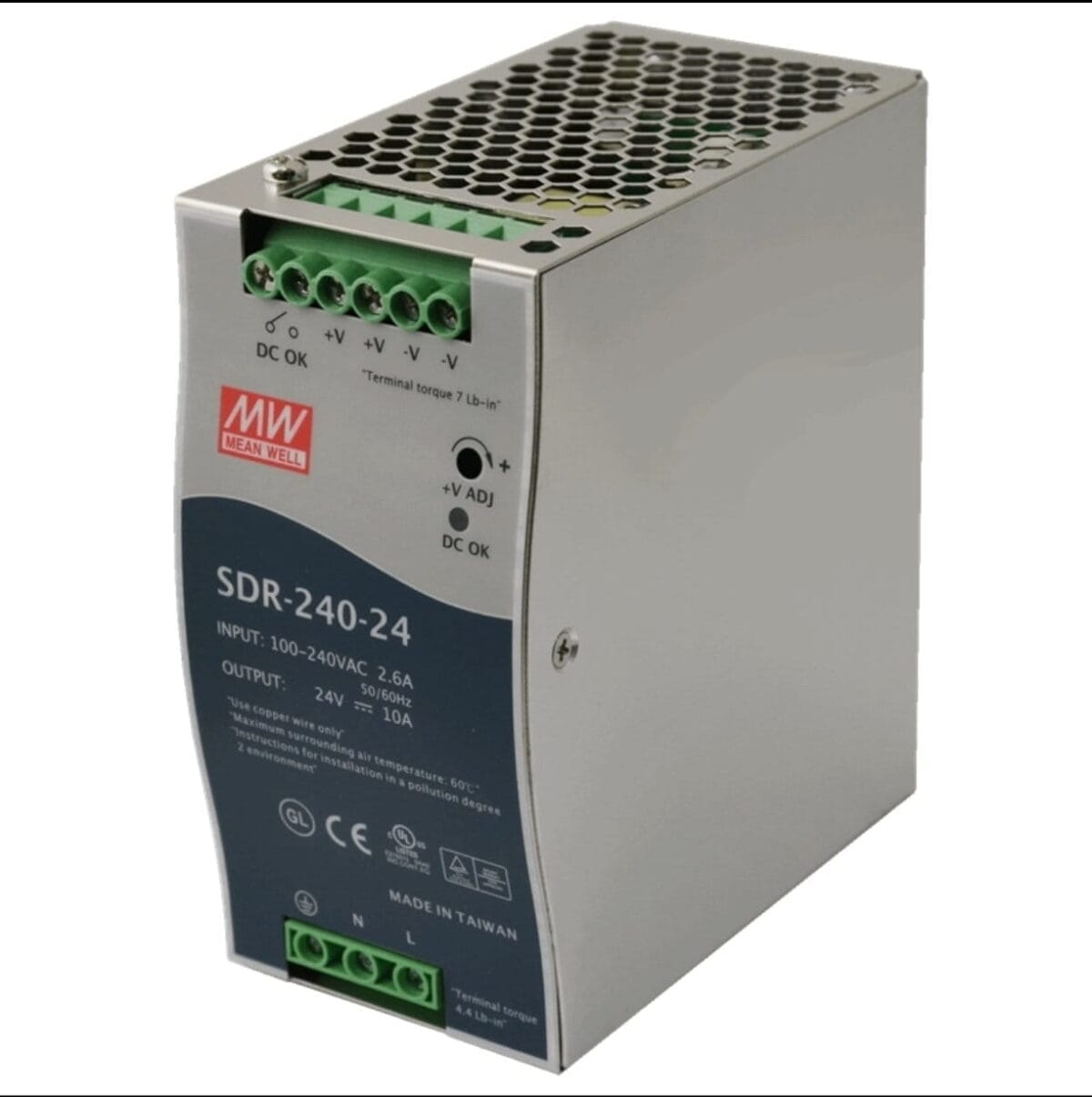 Alimentation Industrielle SDR-240-24 – 24 VDC / 10 A – Mean Well – Image 1