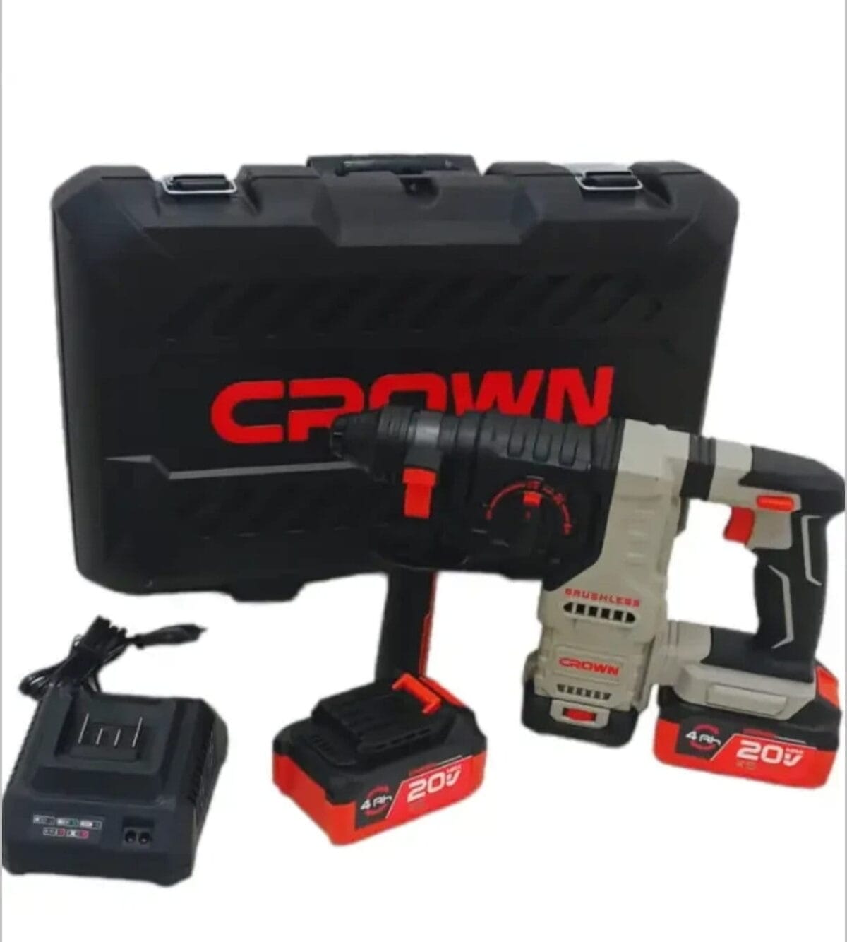 Perforateur SDS+ Sans Fil CROWN CT28015XS-4BMC – 2×20V – 4.0Ah – 2.8 Joules – Image 1