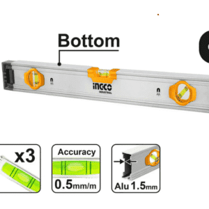 INGCO Niveau à Bulle Magnétique 40 cm – Aluminium 1.5 mm – Haute Précision – HSL38040M