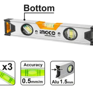 Niveau à Bulle Magnétique INGCO 30 cm – HSL38030M – Aluminium 1.5 mm – Haute Précision