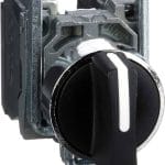 Schneider Harmony XB4BD33 – Bouton Tournant Manette Ø22 – 3 Positions Fixes – 2NC – Noir – Fixation par Étrier