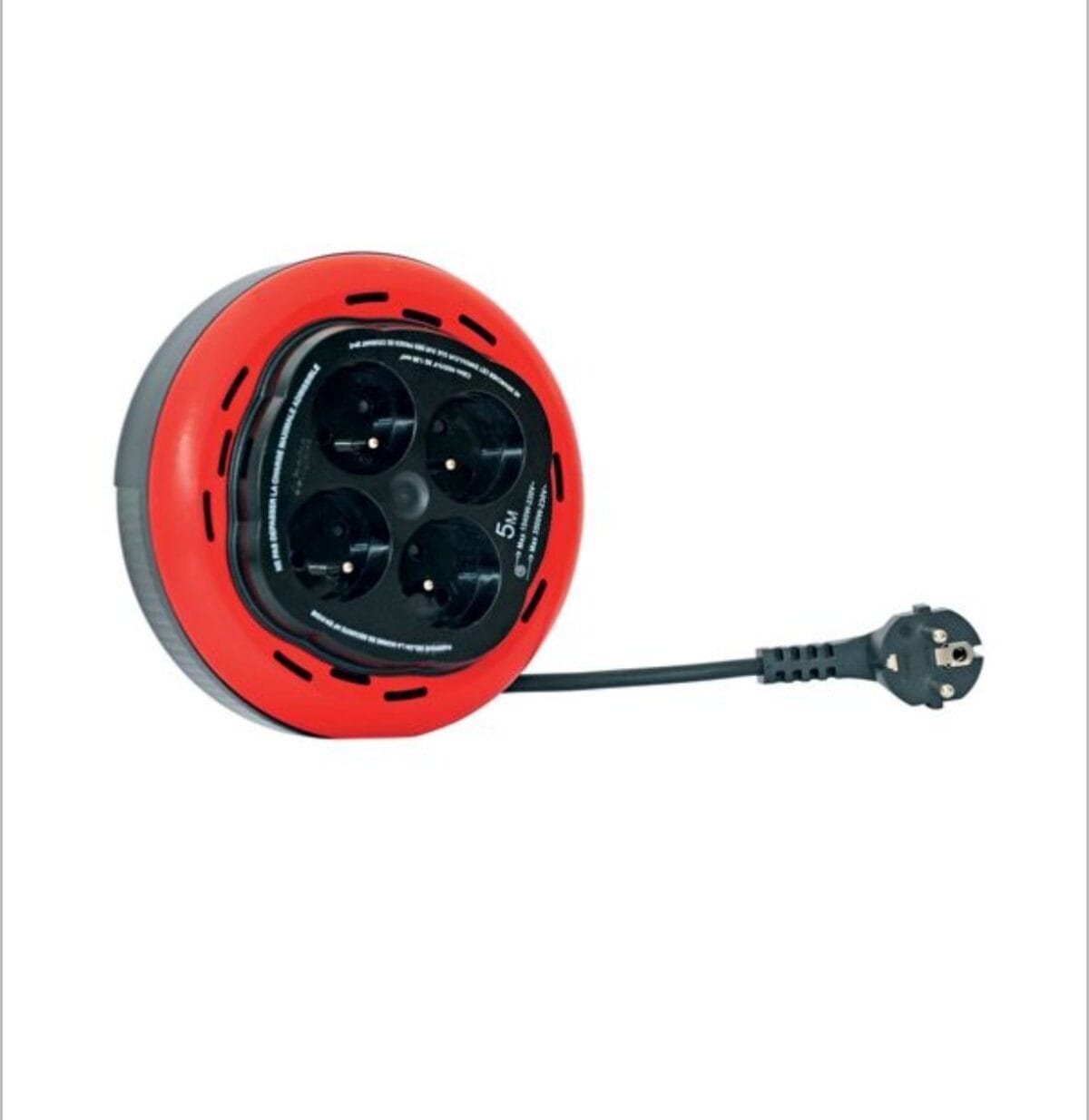 Enrouleur électrique domestique INGELEC 5m – 4 prises 2P+T – Image 1