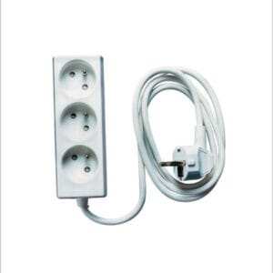 Multiprise INGELEC 3 prises 2P+T – Sans interrupteur – Blanc