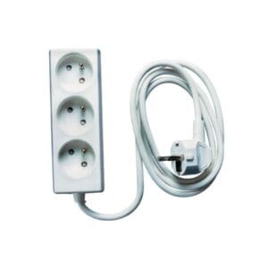 Multiprise INGELEC 3 prises 2P+T – Câble 3m – Blanc