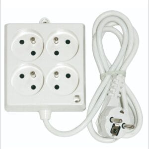 Multiprise INGELEC 4 prises 2P+T – Blanc – Haute qualité