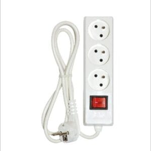 Multiprise INGELEC 3 prises 2P+T avec interrupteur – Câble 1,5 m – Blanc