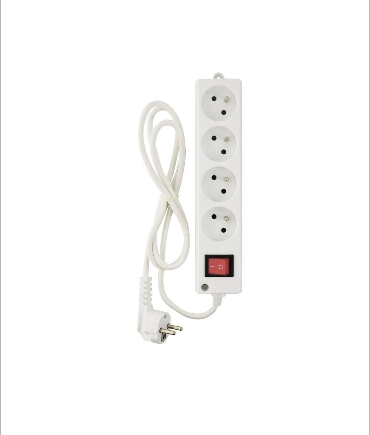 Bloc Multiprises INGELEC 4 postes L3 – 3 m – Blanc avec interrupteur – Image 1