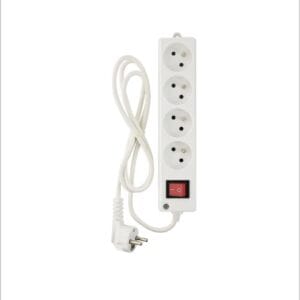 Multiprise INGELEC 4 prises 2P+T avec interrupteur – 1,5 m – Blanc