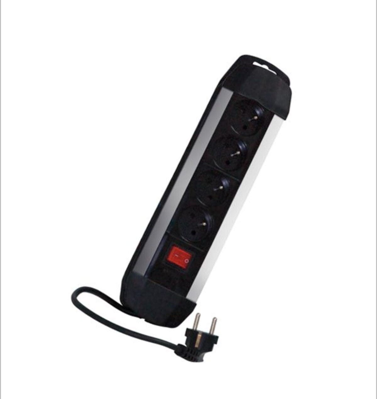 Bloc multiprises INGELEC Aluminium 4 prises 2P+T – Noir – Image 1