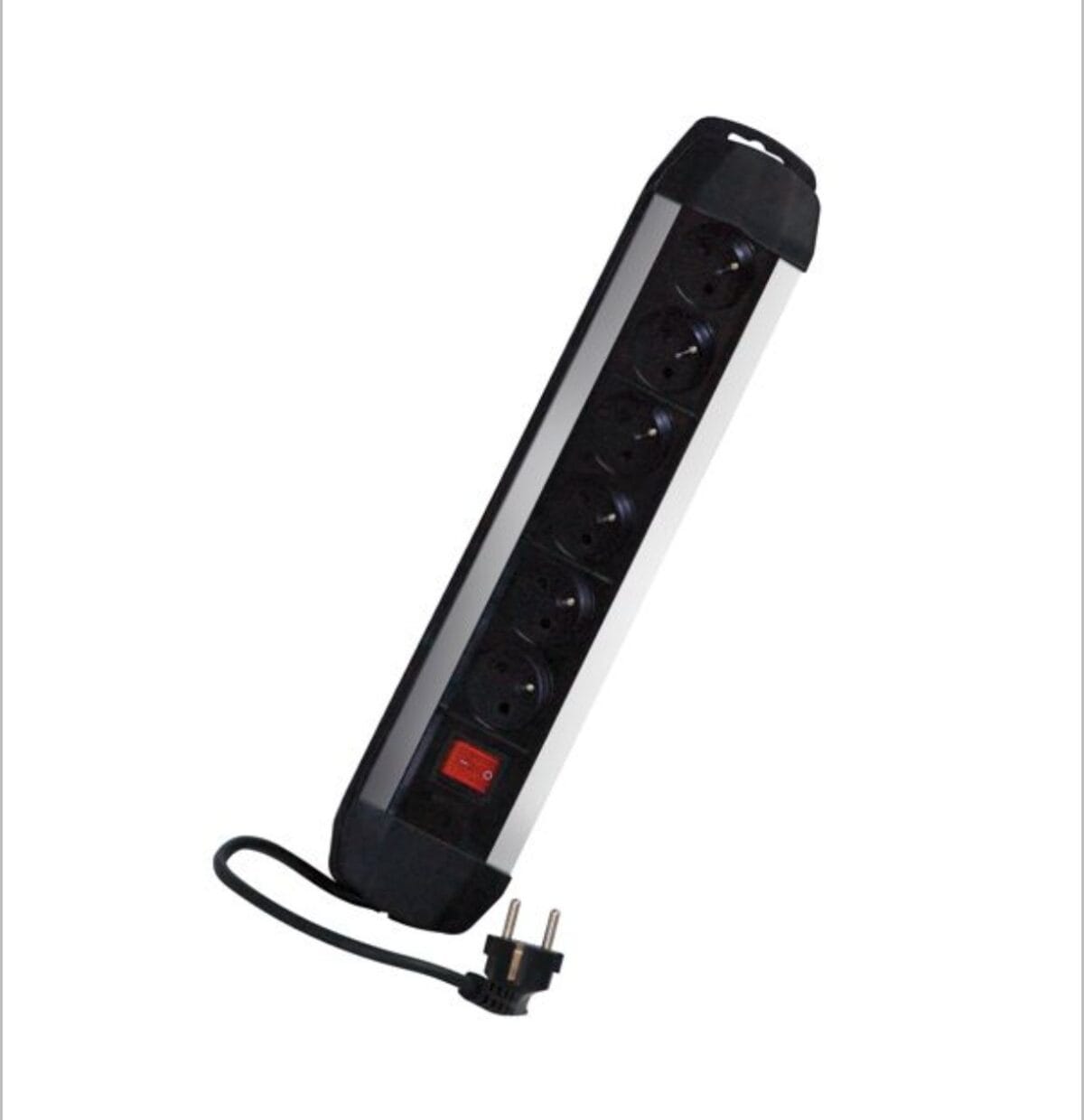 Bloc multiprises INGELEC Aluminium 6 prises 2P+T – Noir – Image 1