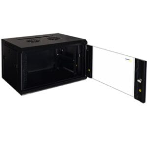 Coffret Informatique Mural INGELEC 6U – Rack 19" – Noir – Ventilation & Porte vitrifiée