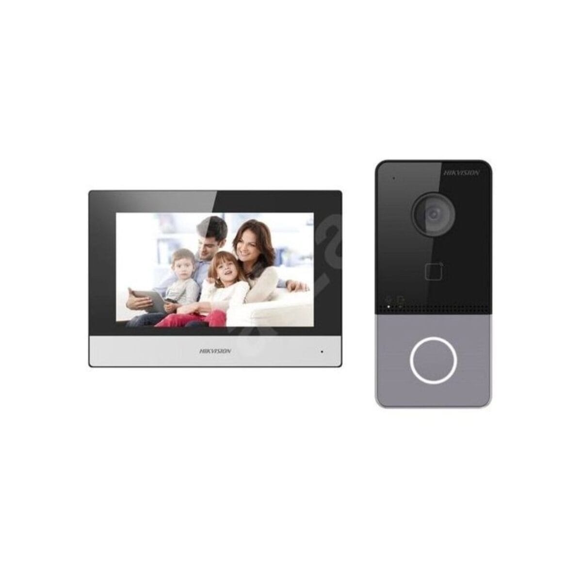 Kit Vidéophone IP Hikvision – Moniteur tactile + Platine de rue – Interphone IP HD – Image 1