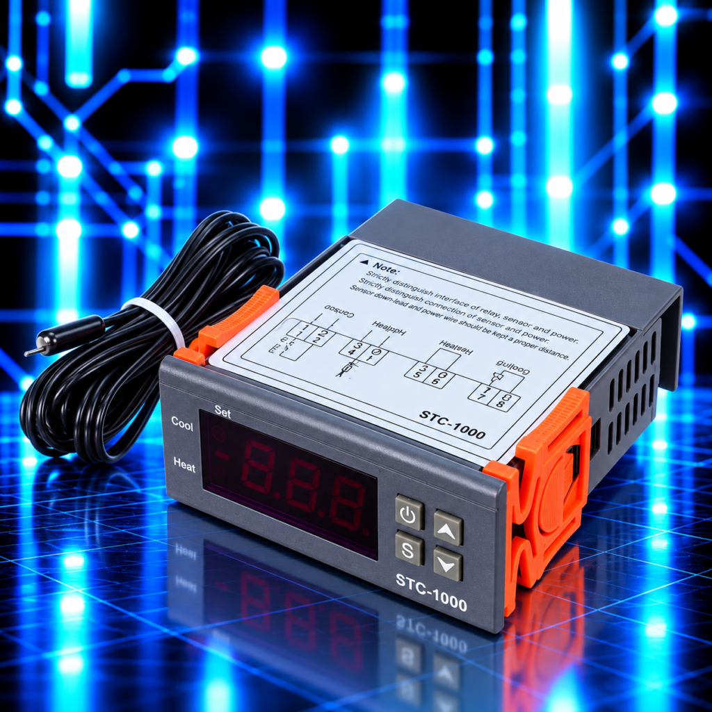 Régulateur de température numérique STC-1000 avec sonde NTC et sorties chauffage refroidissement
