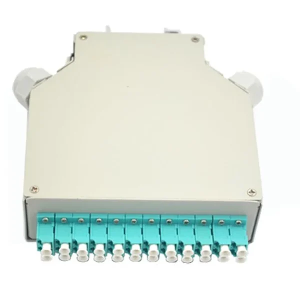 Boîtier fibre optique métallique Rail DIN 12 ports LC multimode OM3 équipé
