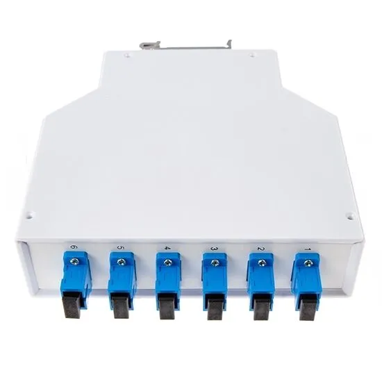 Boîtier fibre optique métallique Rail DIN 12 ports SC simplex équipé 6 fibres