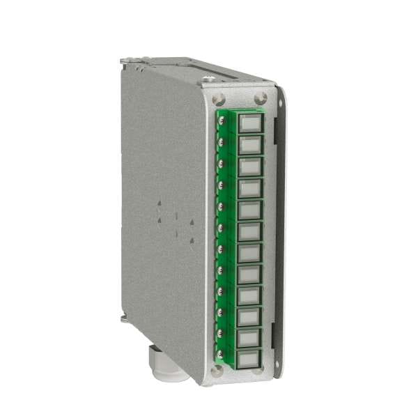 Boîtier fibre optique rail DIN 12 ports équipé de coupleurs SC et pigtails LC