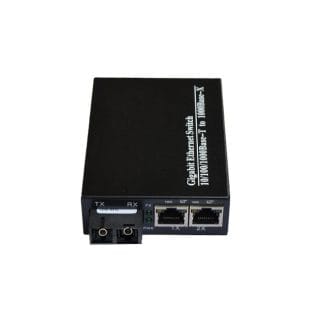 Convertisseur fibre optique monomode 2 SC 2 RJ45 Gigabit PoE 20 km