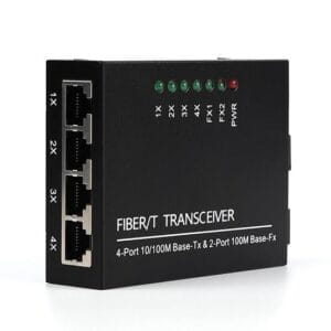 Convertisseur fibre optique monomode 2 SC vers 4 RJ45 Gigabit PoE 20 km