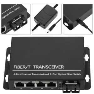 Convertisseur fibre optique monomode SC vers 4 ports RJ45 Gigabit 20 km