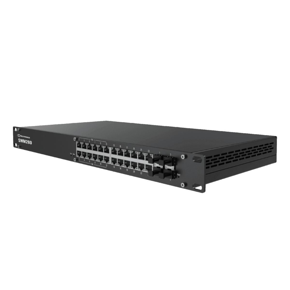 Teltonika SWM280 – Switch 24 ports Gigabit 12 PoE+ + 4 SFP Switch manageable Teltonika SWM280 24 ports Gigabit dont 12 PoE+ et 4 SFP