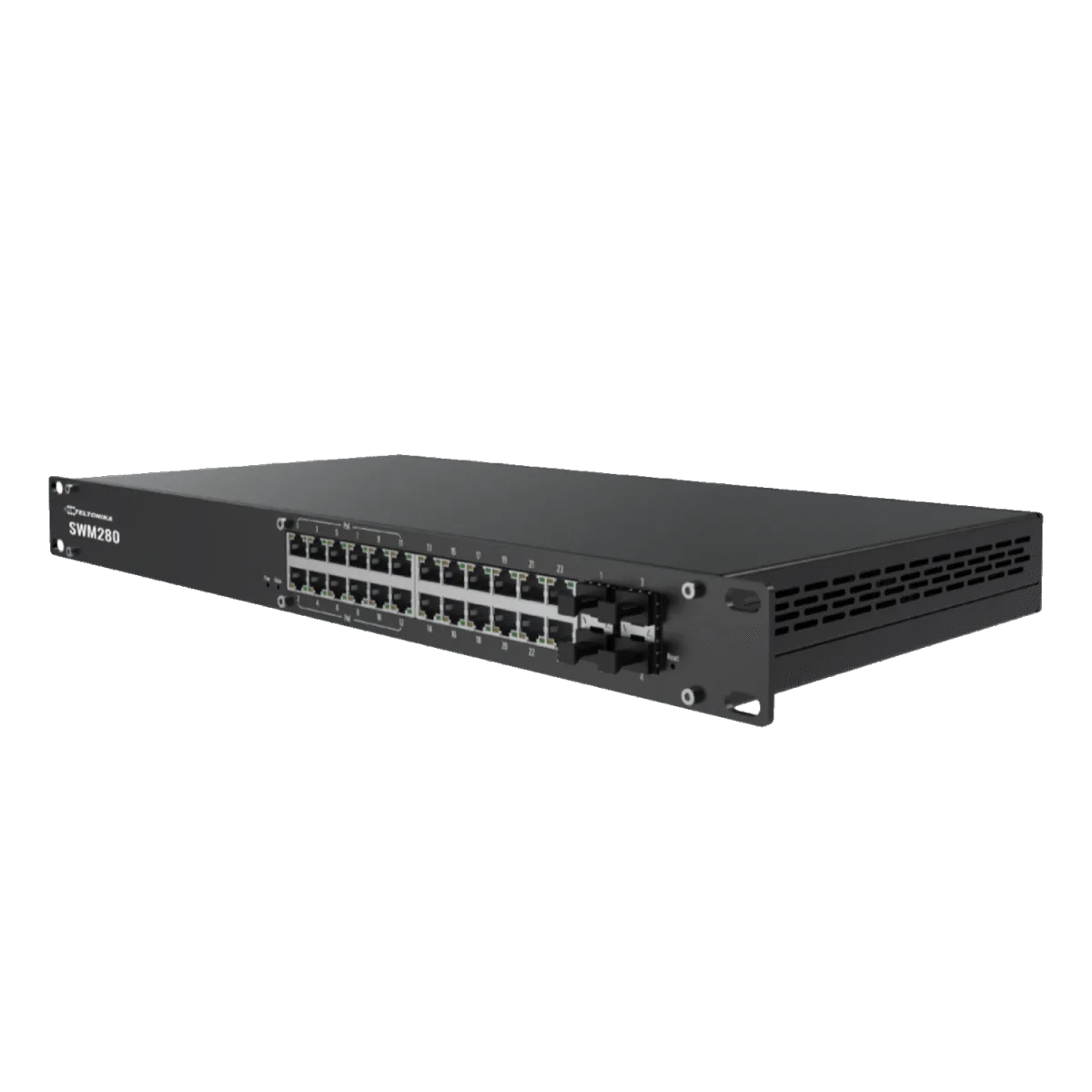Switch manageable Teltonika SWM280 24 ports Gigabit dont 12 PoE+ et 4 SFP