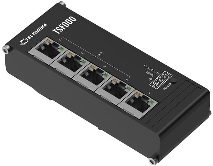 Switch industriel PoE+ 5 ports Ethernet format plat Teltonika TSF000