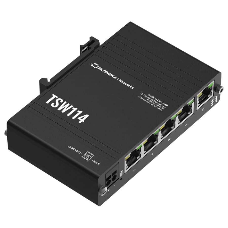 Switch Ethernet industriel 5 ports Gigabit Rail DIN Teltonika TSW114
