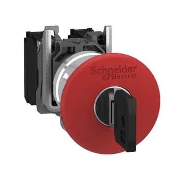Bouton arrêt urgence Schneider Harmony XB4BS9445 rouge métallique à clé