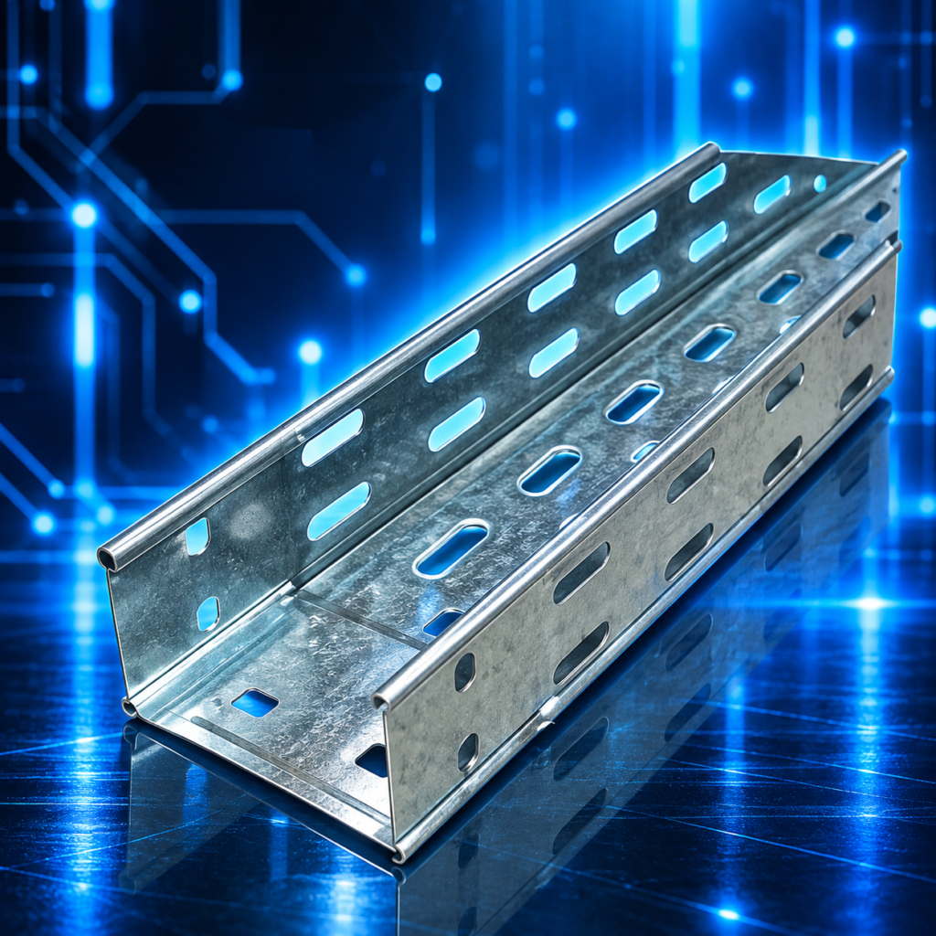Chemin de câbles INGELEC 95/33N en tôle galvanisée perforée – 95 × 33 mm – longueur 3 mètres