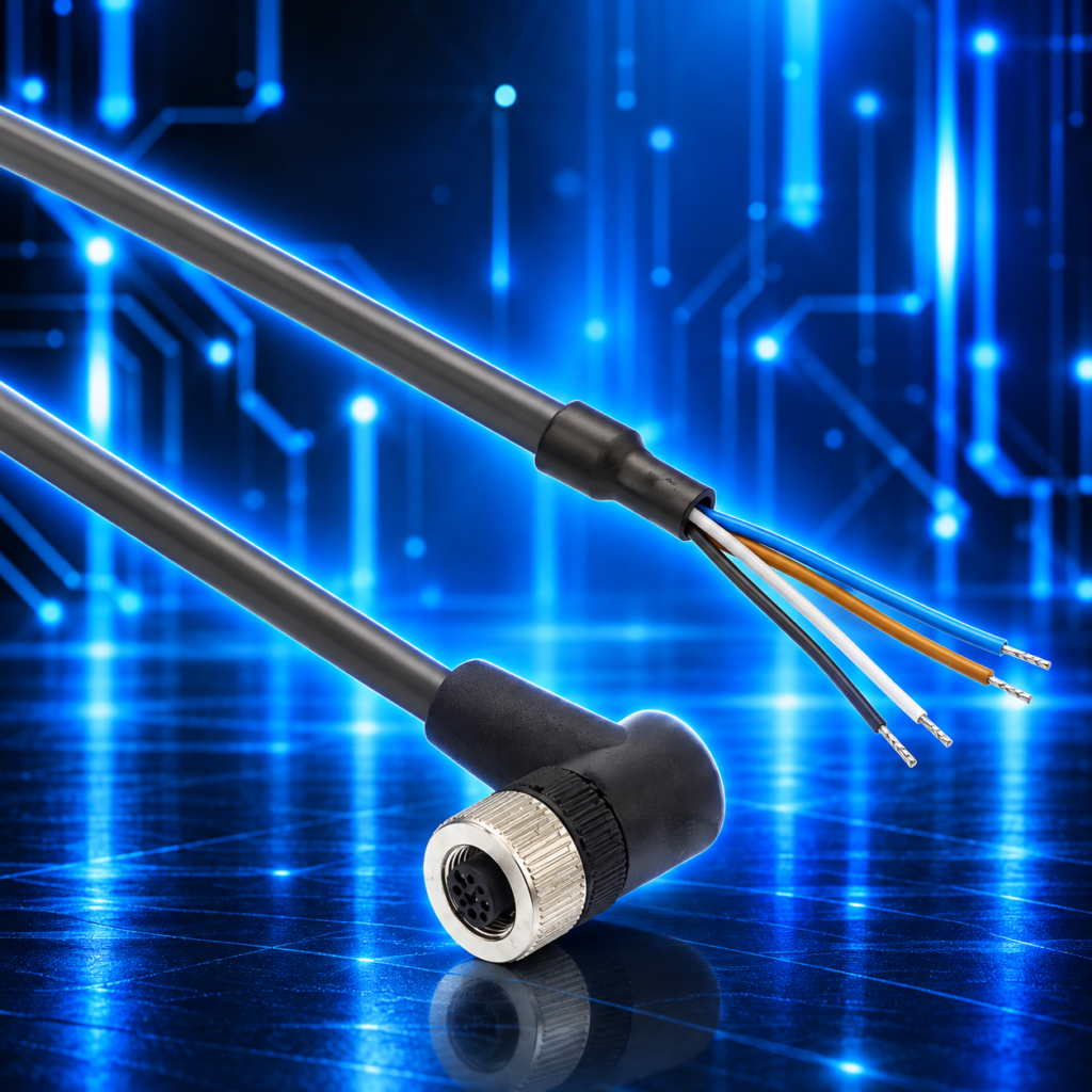 Connecteur industriel M12 femelle coudé 90° à 4 pôles – ELE0001676