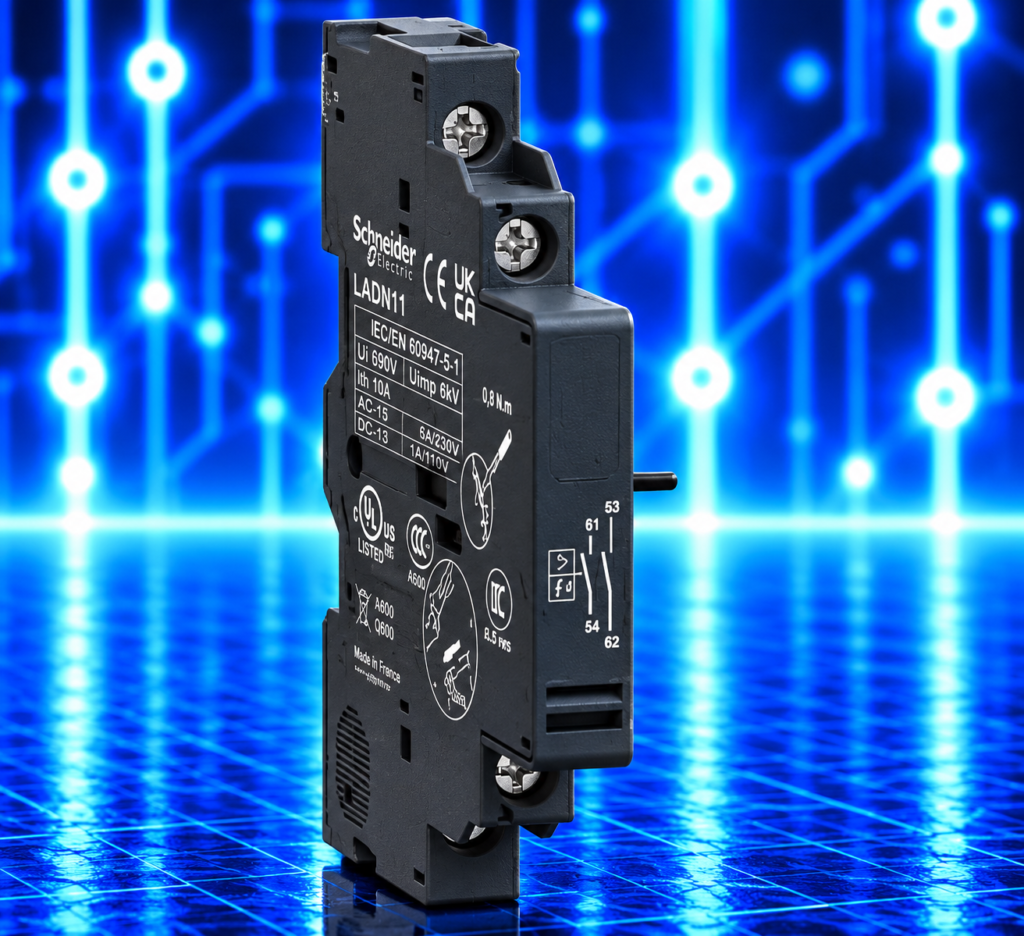 Bloc contacts auxiliaires Schneider Electric GVAD1010 – 1 NO défaut + 1 NO marche – TeSys GV2/GV3