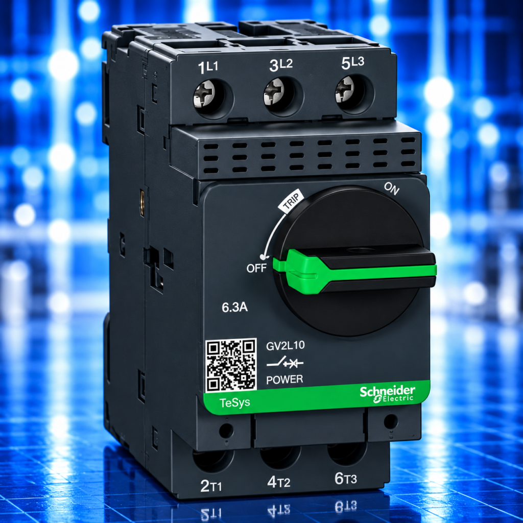 Disjoncteur moteur Schneider Electric TeSys GV2L10 – 3P3D – 6,3 A – magnétique – commande rotative