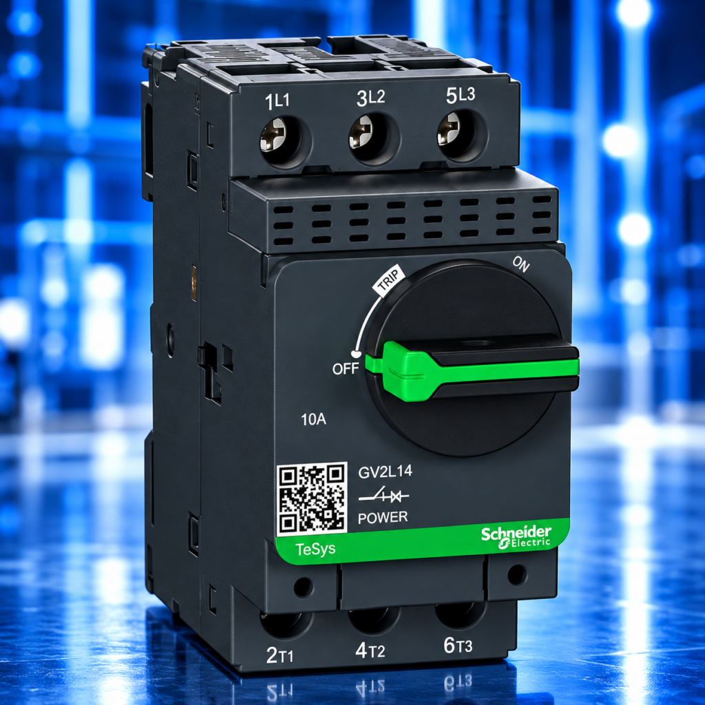 Disjoncteur moteur Schneider Electric TeSys GV2L14 – 3P3D – 10 A – magnétique – commande rotative