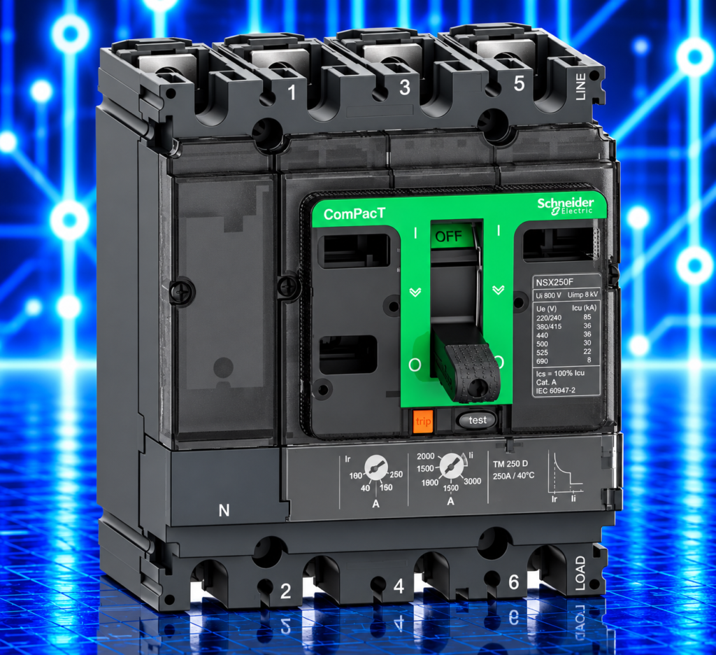 Disjoncteur Schneider Electric ComPacT NSX250F C25F6TM250 – 4P3D – 250 A – 36 kA – TM-D