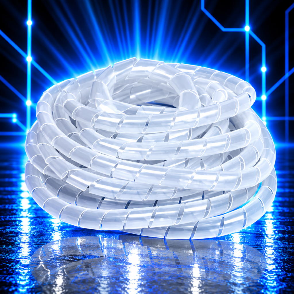 Gaine spirale blanche SB-10 de 10 mètres référence EAS-C14296 pour organisation des câbles
