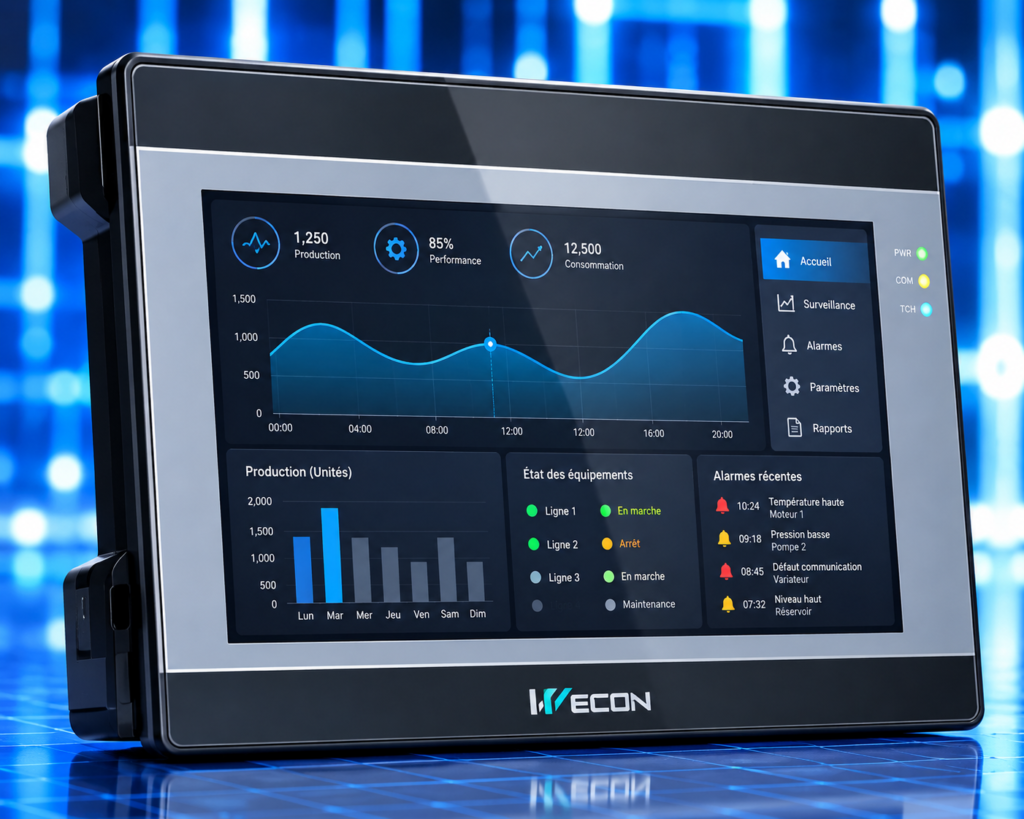 IHM tactile WECON IN1073 – écran industriel 7 pouces TFT 800 × 480 – RS232/RS485 – 24 V DC