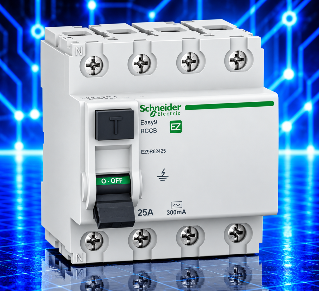 Interrupteur différentiel Schneider Electric Easy9 EZ9R62425 – 4P – 25 A – 300 mA – Type AC