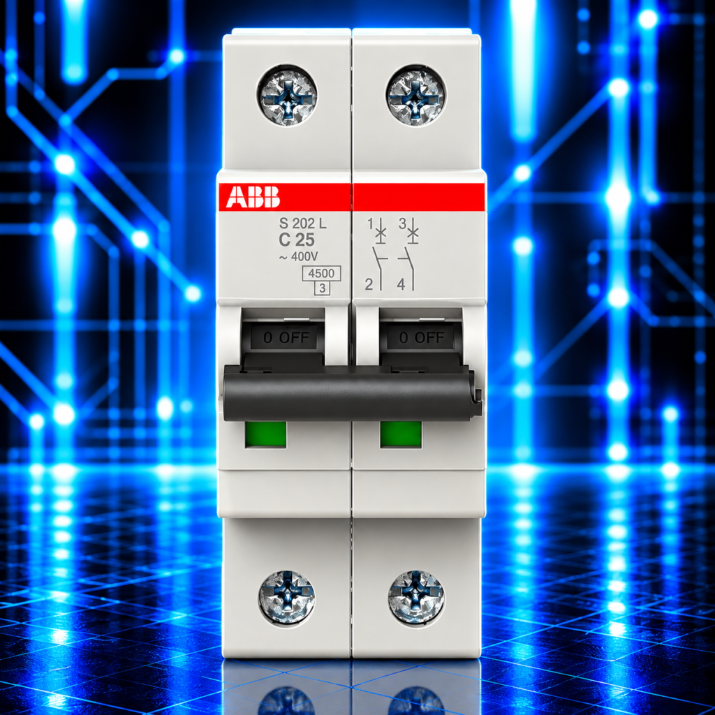 Disjoncteur modulaire ABB S202L-C25 bipolaire 2P 25 A courbe C 4,5 kA référence 2CDS242701R0254