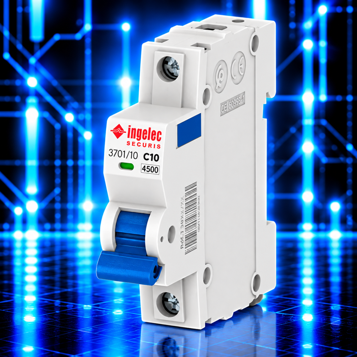 Disjoncteur modulaire INGELEC Sécuris unipolaire 1P 10 A courbe C 3 kA référence 3701/10
