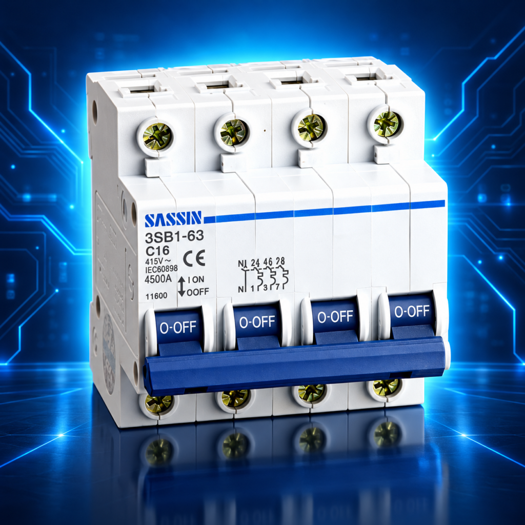 Disjoncteur modulaire SASSIN tétrapolaire 4P 63 A 4,5 kA référence 30140