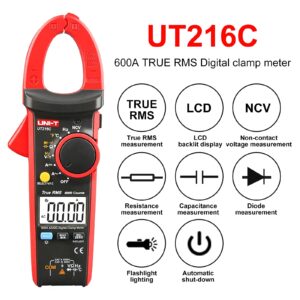 Pince ampèremétrique numérique UNI-T UT216C True RMS 600 A AC/DC
